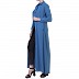 Front open abaya with Tie-ribbon- French Blue Front open abaya with Tie-ribbon- French Blue